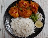 A picture of step 8 of Nepali style Aloo Dum with Chiwda /Poha/ Flattened rice.