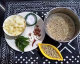 A picture of step 1 of Buckwheat Kuttu ki giri ki upma.