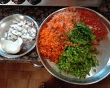 A picture of step 1 of Veggie Uttapam with Peanut Chutney.