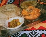 A picture of step 10 of Halwa poori aloo tarkri.
