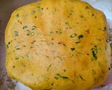 A picture of step 4 of Kothimbir aloo masala poori.