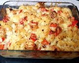 A picture of step 5 of My Use Up What We Have Meal. Chicken Pasta 😚.