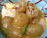 Foto langkah ke 11 dari resep Bakso Aci Isi Ayam Suwir Kuah Kuning.