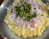A picture of step 2 of Aloo pitika.