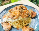 A picture of step 6 of Spaghetti Alfredo with Rosemary Butter Shrimp.