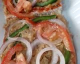 A picture of step 3 of Shami kabab bread Sandwich 😊.