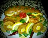 A picture of step 4 of Large intestine stuffed with semolina, minced meat, quail egg😛.