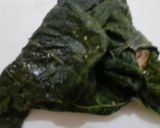 A picture of step 4 of Bhapa lauki leaf.