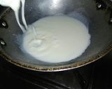 A picture of step 1 of Kesar-Elaichi Rabdi.