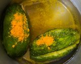 A picture of step 1 of Stuffed Karele or Bitter Gourd with Chicken Qeema in Kashimiri style.