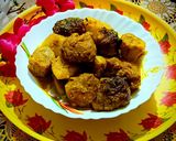 আলু ও কাঁচা কলা দিয়ে মটর ডালের বড়ার ডালনা(daler borar dalna recipe in Bengali) রেসিপির ধাপ 4 ছবি