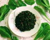 A picture of step 3 of Bengali style Shorshe Saag / Mustard Greens.
