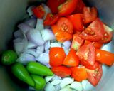 A picture of step 9 of Idly with sambar (without dal) for breakfast.