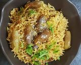 A picture of step 9 of Maharashtrian Vangi bhaat.