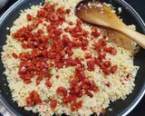 Foto del paso 5 de la receta: Falsas migas de cuscús con verdura su chorizo y brochetas de langostinos con piña