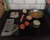 A picture of step 1 of Vegan “tuna” pasta salad.