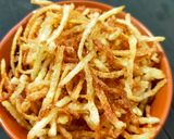 A picture of step 2 of Aloo Jhuri Bhaja.