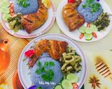 Hình bước làm 5 của món Xôi hoa đậu biếc đùi gà nướng nồi chiên ko dầu