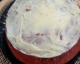 A picture of step 6 of 2 tier Red velvet cake.