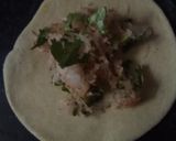 A picture of step 9 of Muli ka paratha with salad, curd, tomatoe chutney & dhaniya chutney.