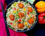 A picture of step 10 of Paneer fried rice for kids.