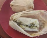 A picture of step 12 of Green Salsa Tamales with Hoja Santa Leaves.