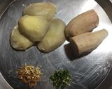 A picture of step 1 of Raw Banana Patties.