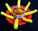 A picture of step 3 of Bhungla Batata.