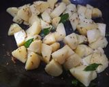A picture of step 3 of Achari aloo.