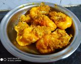 A picture of step 1 of Curd prawn.