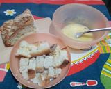 A picture of step 1 of Stale Bread with Eggs, Milk, Chocolate, and Cinnamon.