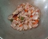 A picture of step 2 of Rawa upma and orange juice.
