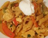 A picture of step 8 of Chicken Fajita Pasta.