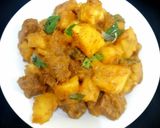A picture of step 4 of Kappa Erachi biryani (Tapioca beef biryani).