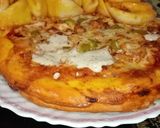 A picture of step 19 of Chicken Malai boti creamy floral pizza in pateela.