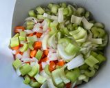 A picture of step 1 of Instant Pot Chicken Macaroni Sopas.
