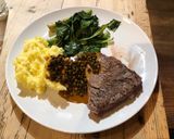 A picture of step 6 of Bristol Steak, mash, spinach & asparagus.