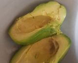 A picture of step 1 of My Guacamole Dip. With some crusty Tiger Bread 😊.