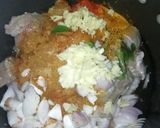 A picture of step 1 of Kappa Erachi biryani (Tapioca beef biryani).
