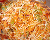 A picture of step 4 of Danbun couscous with plaintain sauce And cabbage.