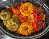 A picture of step 13 of Gemista 🇬🇷 Greek Stuffed Vegetables (Tomatoes, Peppers, and Potatoes).