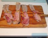 Foto del paso 8 de la receta: Acedías rellenas de bacon y queso con tostones y pimientos