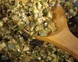 A picture of step 5 of Bhendichi Bhaji (Maharashtrian Style Bhindi/ Okra).