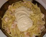 A picture of step 2 of Shrimp Alfredo.