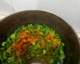 A picture of step 3 of Shimla mirch with achar masala, less ingredients.