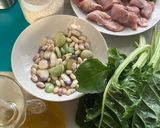 Foto del paso 1 de la receta Arroz con conejo, acelgas silvestres y legumbres, en olla exprés. Cómo guardarlo?
