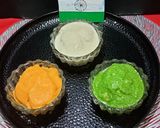 A picture of step 7 of Tricolour Dahi Vada.