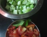 A picture of step 1 of Turai ki sabji (Ridge gourd).