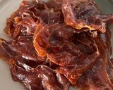 Foto del paso 6 de la receta Ensalada de Alubias templadas con setas al vino blanco, crujiente de jamón y huevo poche !!!