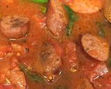 A picture of step 3 of Cajun shrimp and smoked sausage pasta.